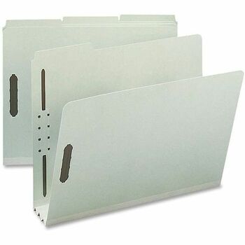 Nature Saver Fastener Folders, Letter, 8 1/2&quot; x 11&quot; Sheet Size, 3&quot; Expansion, Pressboard, Recycled, Gray/Green, 25/BX