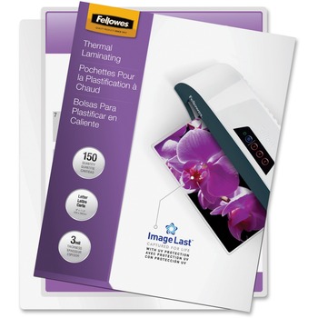 Fellowes ImageLast Jam-Free Premium Thermal Laminating Pouches, 9 in W x 11.50 in L, 3 mil Thickness, 150/Pack