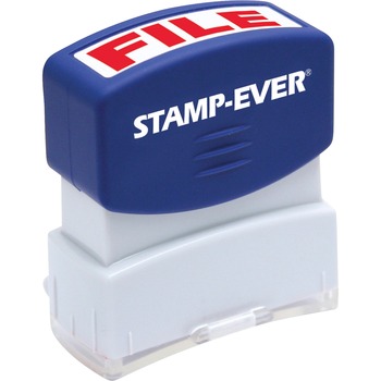Stamp-Ever Pre-inked File Stamp, Message Stamp, &quot;FILE&quot;, 0.56&quot; Impression Width x 1.69&quot; Impression Length, 50000 Impressions, Red