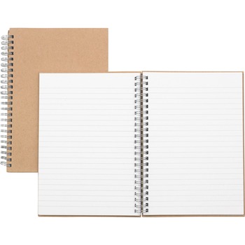 Nature Saver Hardcover Twin Wire Notebooks, Narrow Ruled, 5.88&quot; x 8.25&quot;, White Paper, Kraft Brown Cover, 80 Sheets