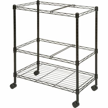 Lorell Mobile Wire File Cart, 4 Casters, Steel, 26&quot; W x 12.5&quot; D x 30&quot; H, Black