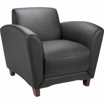 Lorell Reception Seating Club Chair, 36&quot; W x 34.5&quot; D x 31.3&quot; H, Leather, Black