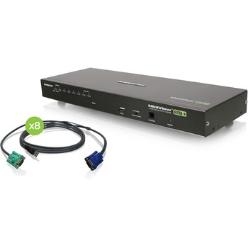 Iogear 8-Port USB PS/2 Combo VGA KVM Switch with USB KVM Cables, Rack-mountable