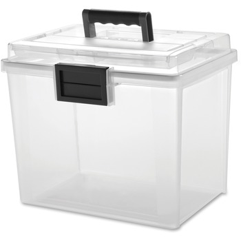 Iris Weather Tight Portable File Box, 13.7&quot;L x 10.2&quot;W x 11.9&quot;H, 4.75 gal, Latching Closure, Heavy Duty, Plastic, Clear/Gray