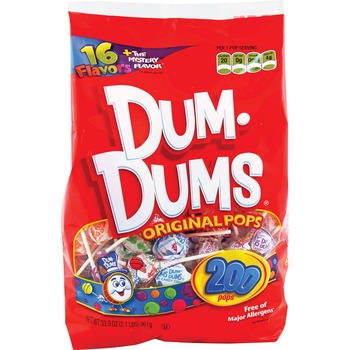 Dum-Dum Pops Original Candy, Assorted, Fat-free, 200/Bag