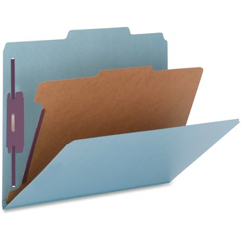 Nature Saver Classification Folders, 8 1/2&quot; x 14&quot; Sheet Size, Blue, Recycled, 10/BX