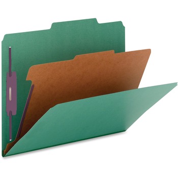 Nature Saver Classification Folders, 8 1/2&quot; x 14&quot; Sheet Size, 1 Divider, Green, Recycled, 10/BX