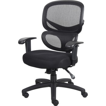 Lorell Mesh-Back Executive Chairs, Fabric, Black/Silver, 40.5&quot; H