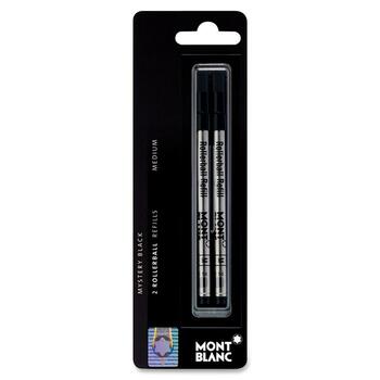 MONTBLANC Rollerball Pen Refills, Medium Point, Black Ink, 2/PK