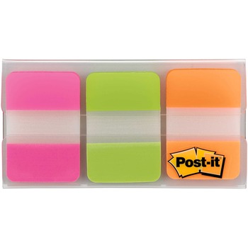 Post-it&#174; Tabs, Durable Tabs, Write-on Tab, 1&quot;x 1-1/2&quot;, Pink/Green/Orange, 36/PK