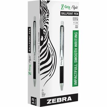 Zebra Z-Grip Flight Retractable Ballpoint Pen, 1.2 mm, Bold, Black, Dozen