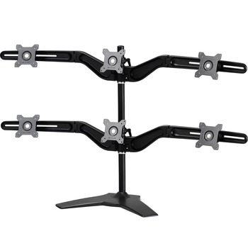 Amer Mounts Stand Based Hex Monitor Mount, 30 in H x 51.2 in W x 12.1 in D, Black