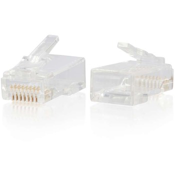 C2G RJ45 Cat6 Modular Plug for Round Solid/Stranded Cable - 25pk - 25 Pack - 1 x RJ-45 Male - Clear