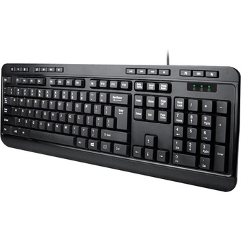 Adesso Spill-Resistant Multimedia Desktop Keyboard (PS/2), Cable Connectivity, Black