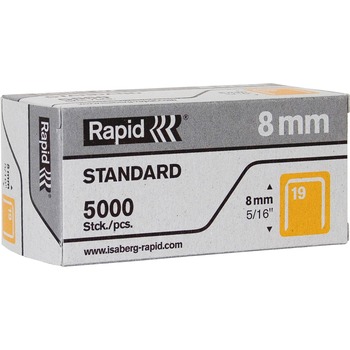 Rapid R23 No.19 Fine Wire 5/16&quot; Staples, High Capacity, 19/8, 5/16&quot; Leg, 3/8&quot; Crown, for Fabric, Paper, Gray, 5000/BX