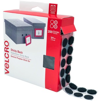 VELCRO Brand Sticky Back Circles, 3/4&quot; Circles, Black 200/BX