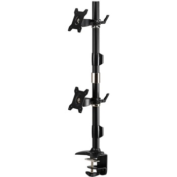 Amer Mounts Clamp Based Vertical Dual Monitor Mount, 30 in H x 6.2 in W x 5.7 in D, Black