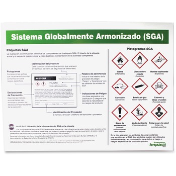 Impact GHS Label Guideline Spanish Poster, 24&quot; Width x 18&quot; Height, Assorted