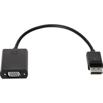 HP DisplayPort To VGA Adapter, DisplayPort/VGA Video Cable for Video Device, Notebook, First End: 1 x DisplayPort Male Digital Audio/Video, Second End: 1 x HD-15 Female VGA, Black
