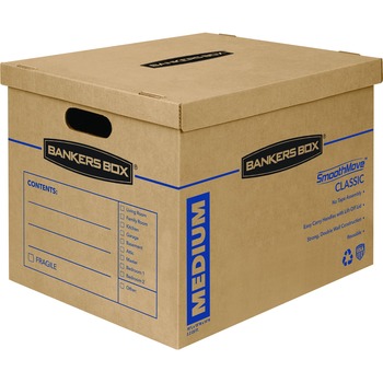 Bankers Box SmoothMove Classic Moving Boxes, Medium, 15 in W x 18 in D x 14 in H, 8/Carton