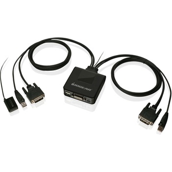 Iogear 2-Port USB DVI Cable KVM Switch - 2 Computer(s) - 1 Local User(s) - 1920 x 1200 - 1 x USB - 1 x DVI