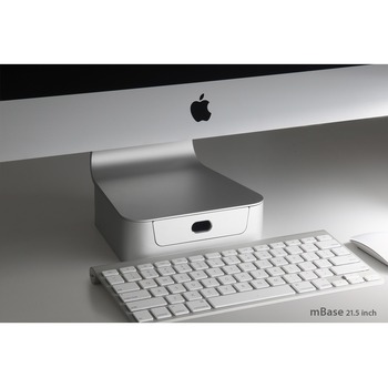 rain design mBase iMac Stand, Up to 21.5&quot; Screen Support, 2&quot; H x 6.8&quot; W x 6.6&quot; D, Aluminum, Silver
