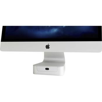 rain design mBase Computer Stand, Up to 27&quot; Screen Support, 2&quot; H x 7.7&quot; W x 7.6&quot; D, Aluminum, Silver