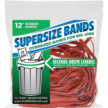 Alliance Rubber Company Rubber 08994 SuperSize Bands, 12&quot; Heavy Duty Latex Rubber Bands, Red, 18/PK