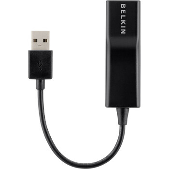 Belkin USB 2.0 Ethernet Adapter, USB, 1 Port(s), 1 x Network (RJ-45), Twisted Pair, 10/100Base-TX, Desktop