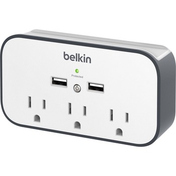 Belkin Surge Suppressor/Protector - 3 x AC Power, 2 x USB - 300 J - 5 V DC Output