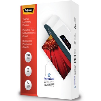 Fellowes ImageLast Jam-Free Thermal Laminating Pouches, 9 in W, 5 mil Thickness, 200/Pack