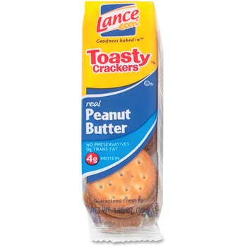Lance Toasty Peanut Butter Cracker Sandwiches Packs, Individually Wrapped, 1.25 oz, 24/Box