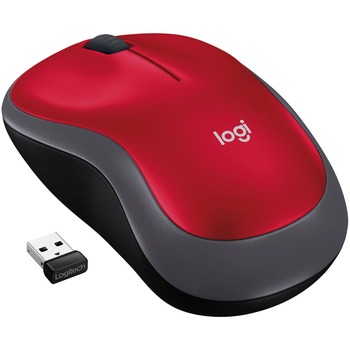 Logitech M185 Wireless Mouse - USB - 3 Button(s) - Red