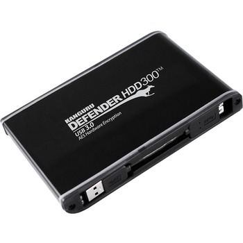 Kanguru Solutions Defender HDD300 Hardware Encrypted External Hard Drive - 1TB - USB 3.0 - Matte Black, TAA Compliant