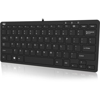 Adesso SlimTouch 510, Mini Keyboard with USB Hubs, Cable Connectivity, Black