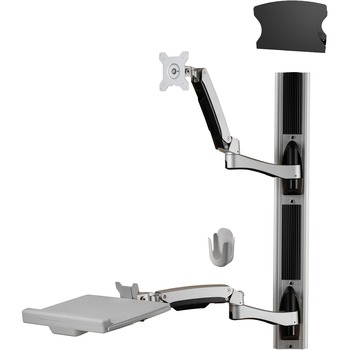 Amer Mounts Wall Mount for Keyboard, CPU, Mouse, and Monitor, Silver and Black