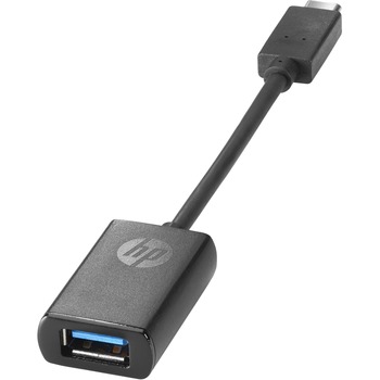 HP HP USB-C to USB 3.0 Adapter, 5.50&quot; USB Data Transfer Cable for Notebook, Tablet, First End: 1 x Type A Female USB, Second End: 1 x Type C Male USB, Black