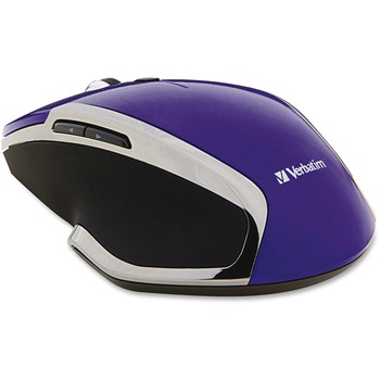 Verbatim Wireless Notebook 6-Button Deluxe Blue LED Mouse, USB, Scroll Wheel, 6 Buttons, Purple