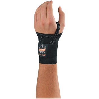 ergodyne ProFlex 4000 Single-Strap Wrist Support, Left-handed, Washable, Hook &amp; Loop Closure, Black