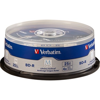 Verbatim M-Disc BD-R 25GB 4X with Branded Surface, 120mm, 25 Count Spindle