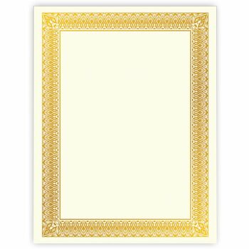 Geographics Gold Foil Certificate, Laser, Inkjet Compatible, Gold with Gold Border, 15/PK