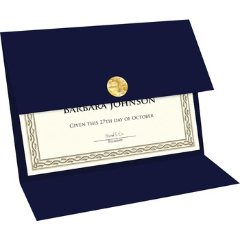 Geographics Double-fold Certificate Holder, Navy, Recycled, 5/PK