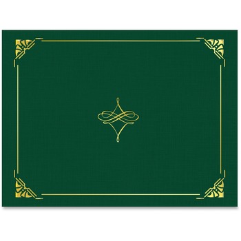 Geographics Gold Foil Border Certificate Holder, Letter, 8 1/2&quot; x 11&quot; Sheet Size, Hunter Green, Gold, Recycled, 5/PK