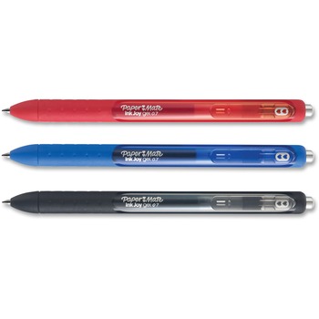 Paper Mate InkJoy Gel Pen, 0.7 mm Pen Point Size, Black, Blue, Red Gel-based Ink, Black, Blue, Red Barrel, 3/PK
