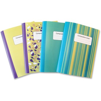 S. P. RICHARDS COMPANY Composition Books, College Ruled, 7.5&quot; x 10&quot;, White Paper, Assorted Covers, 80 Sheets, 4 Notebooks/Pack