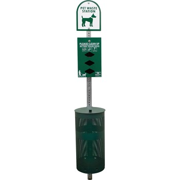 Tatco Dog Waste Station Trash Can, Rust Resistant, Powder Coated Aluminum, Green