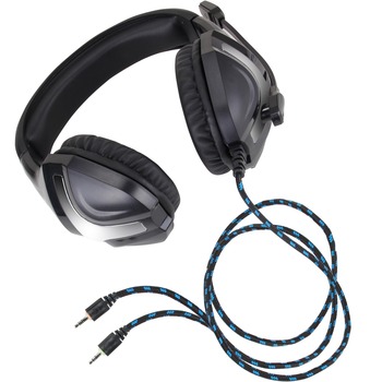 Enhance Headset, Stereo, Wired, 6.25 &#39; Cable, Omni-directional Microphone, Black/ Silver