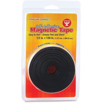 Hygloss Self-adhesive Magnetic Tape - 0.50&quot; Width x 10 ft Length - Self-adhesive - 1 Each - Black