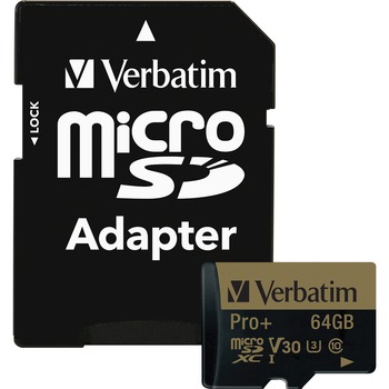 Verbatim 64GB Pro Plus 600X microSDHC Memory Card with Adapter