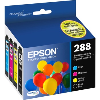 Epson&#174; DURABrite Ultra 288 Ink Cartridge, Black/Cyan/ Magenta,Yellow, 4/ Pack